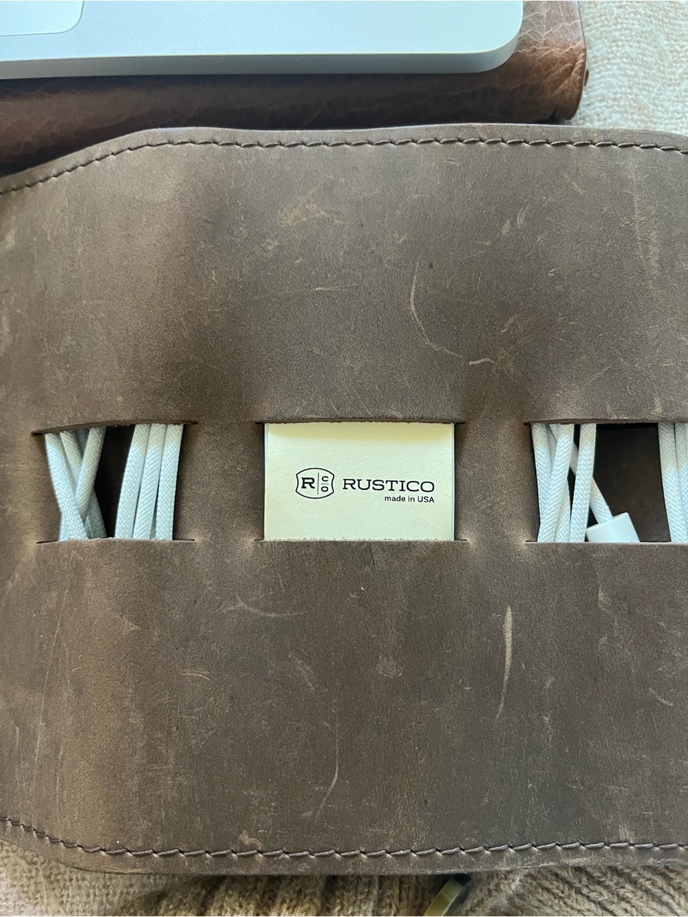 Brown Leather Cable Organizer